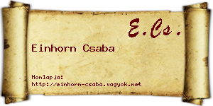 Einhorn Csaba névjegykártya